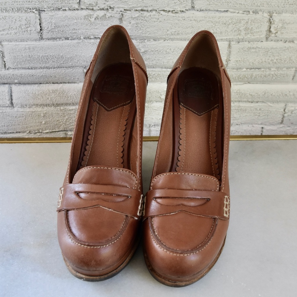 Lucky Brand Leather Wedges Penny Loafers